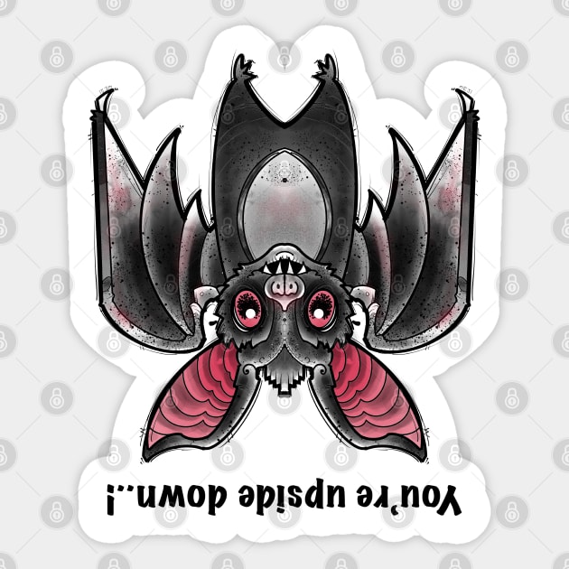 Youre upside down ..! Cute bat hanging out Sticker by weilertsen